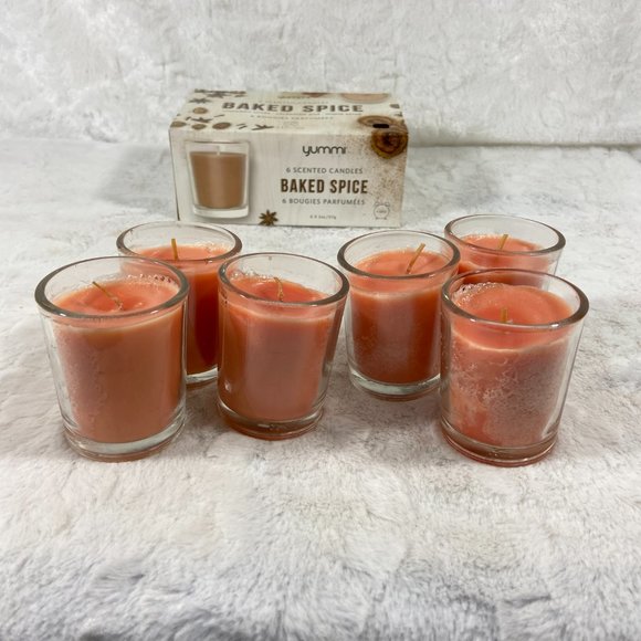 yummi Scented Votive Candles Jars - Baked Spice - 6 per Pack Plant Based - Picture 1 of 7